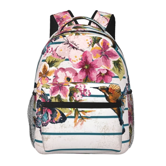 Haiem Bird and Floral Printed School Backpack,Casual Travel Lightweight Backpack,Durable Comfortable Multifunctional Backpack,Laptop Backpack