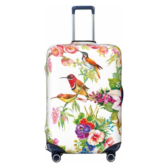 Haiem Birds And Flowers Luggage Cover Printed Suitcase Covers for Luggage Elastic Washable Suitcase Protector Fits 18-32 Inch Luggage-Medium