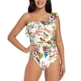 thumbnail image 1 of Haiem Birds And Flowers Women's One Piece Swimsuits Tummy Control One Shoulder Bathing Suits Ruffle Swimwear-X-Large, 1 of 8