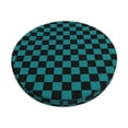 thumbnail image 1 of Haiem Black And Teal Checkerboard Print Cushion Round Bar Chair Seat Cover Bar Chair Cushion Covers Elastic Washable Bar Chair Cover,Protects from Scratches and Stains-14 inch, 1 of 7