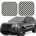 thumbnail image 1 of Haiem Black And White Checkerboard Windshield Sun Shade: Universal Foldable 2-Piece Car Front Window Sunshade - Blocks Uv Rays, And Reduces Heat,Essential Car Accessory Small, 1 of 7