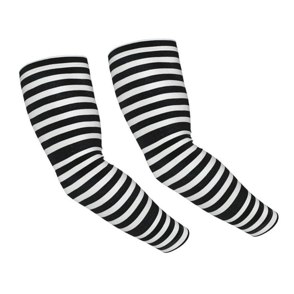 Haiem Black And White Stripes UV Protection Cooling Arm Sleeves for Men and Women UPF 50 Sun Sleeve