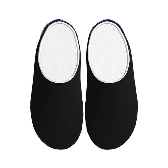 Haiem Black Blue Glitter Sparkles Print Women's Fuzzy Memory Foam House Slipper Cozy Home Footwear Non-slip Winter Slippers-42/43