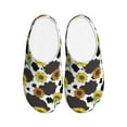 thumbnail image 1 of Haiem Black Cow Sunflowers Print Women's Fuzzy Memory Foam House Slipper Cozy Home Footwear Non-slip Winter Slippers-35/36, 1 of 7