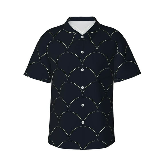 Haiem Black Fish scales Printed Hawaiian Shirt for Men - Men’s Casual Beach Summer Shirts - Stretch Fabric with Modern Fit-XX-Large