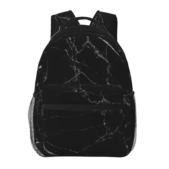 Haiem Black Marble Texture Abstract Printed School Backpack,Casual Travel Lightweight Backpack,Durable Comfortable Multifunctional Backpack,Laptop Backpack