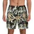 thumbnail image 1 of Haiem Black Palm Leaves Mens Swim Trunks with Compression Liner 2 in 1 Swimming Shorts Stretch Swimwear Quick Dry,Board Shorts-XX-Large, 1 of 9