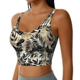 thumbnail image 1 of Haiem Black Palm Leaves Pattern Womens Sports Bra - U Neck Padded Low Impact Yoga Bra Workout Crop Top Gym Moisture-Wicking Workout Vest -Large, 1 of 9