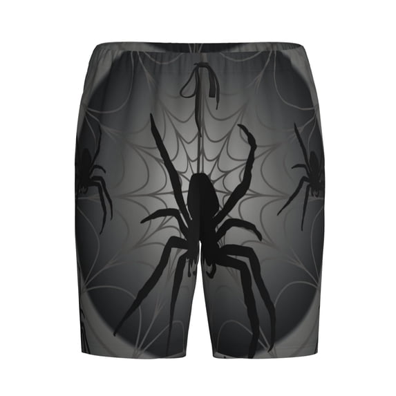 Haiem Black Spiders Men's Pajama Short with Soft Woven Cotton Elastic Waistband Sleep Short-Small