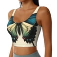 thumbnail image 1 of Haiem Blue Black Butterfly Art Pattern Womens Sports Bra - U Neck Padded Low Impact Yoga Bra Workout Crop Top Gym Moisture-Wicking Workout Vest -Large, 1 of 1