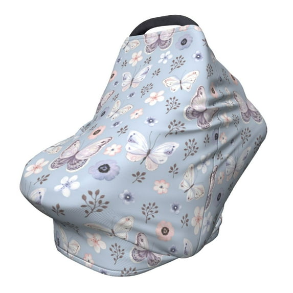 Haiem Blue Butterfly Baby Nursing Cover & Nursing Poncho - Multi Use Cover for Baby Car Seat Canopy, Stroller Cover, 360°Full Privacy Breastfeeding Coverage