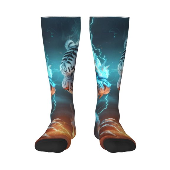 Haiem Blue Dragon And White Tiger Socks, Funny Novelty Crazy Design Cotton Socks Sports Socks Knee High Socks For Men, Women,1Pairs - Gift For Working Friends