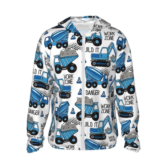 Haiem Blue Excavator UPF 50+ Fishing Shirts for Men Long Sleeve UV Sun Protection Hoodie Non-Mask Outdoor Hiking Shirts