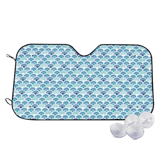 Haiem Blue Fish Scale Texture Car Windshield Sun Shade - Blocks UV Rays Sun Visor Protector, Sunshade to Keep Your Vehicle Cool, Universal Fit SUV Van Sedan-