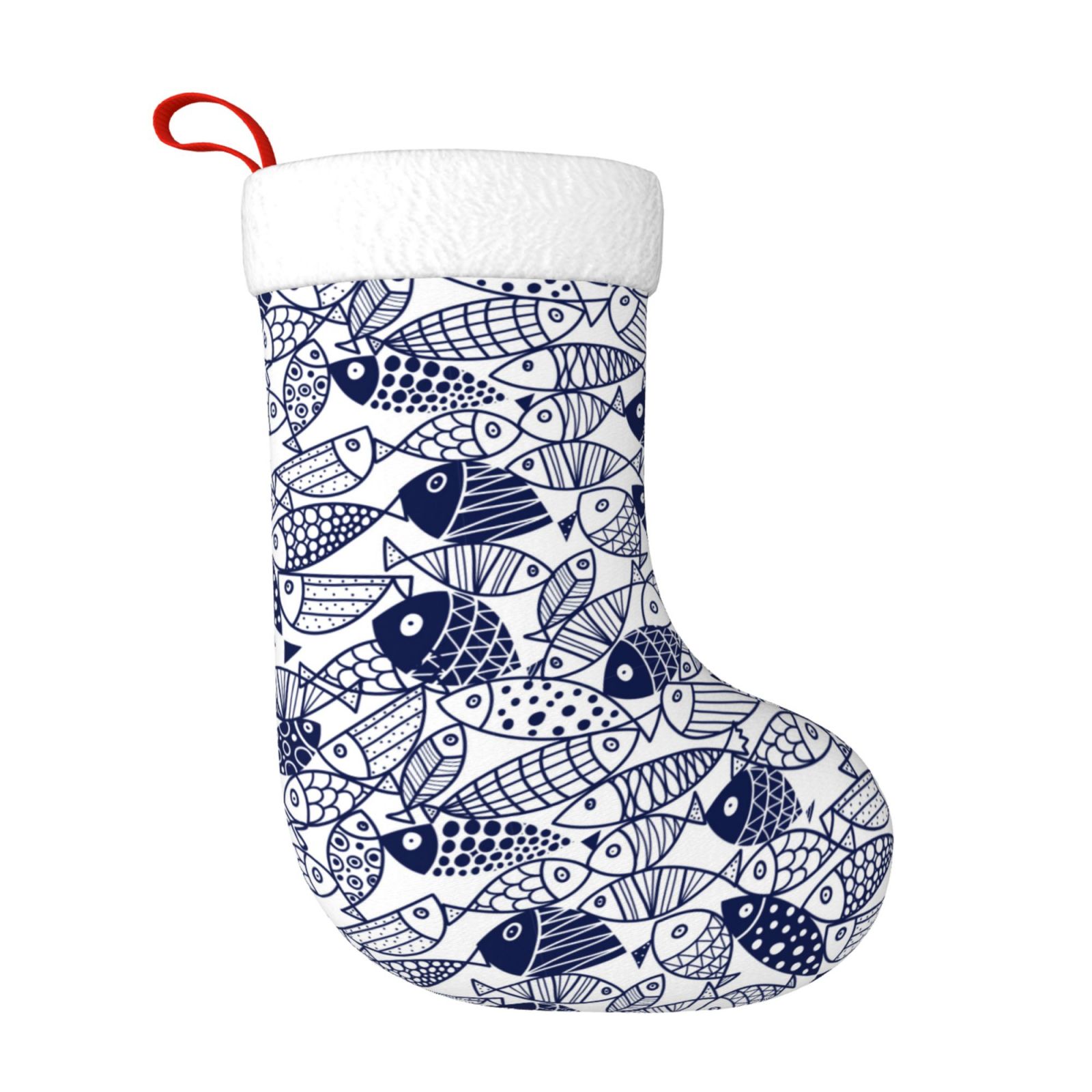 Haiem Blue Fish1 Pattern Christmas Stockings, Personalized 18 Inches ...