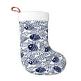 Haiem Blue Fish1 Pattern Christmas Stockings, Personalized 18 Inches