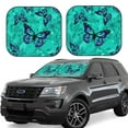 thumbnail image 1 of Haiem Blue Floral With Butterflies Windshield Sun Shade: Universal Foldable 2-Piece Car Front Window Sunshade - Blocks Uv Rays, And Reduces Heat,Essential Car Accessory Medium, 1 of 7