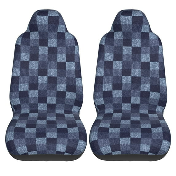 Haiem Blue Gingham Buffalo Check Printed Car Seat Covers Set of 2, Universal Fit Car Seat Covers,Protective Seat Covers,Comfortable Car Seat Covers, Easy Installation Seat Covers, Vehicle Seat Covers