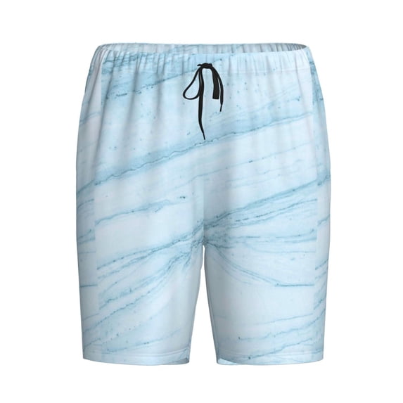 Haiem Blue Marble Men's Pajama Short with Soft Woven Cotton Elastic Waistband Sleep Short-Small