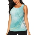 thumbnail image 1 of Haiem Blue Marble Printed Women's Workout Tank Top, Quick-Dry Sleeveless Gym Shirt, Breathable Lightweight Athletic Top for Running, Yoga, and Casual Wear-Large, 1 of 7