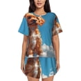 thumbnail image 1 of Haiem Blue Sky Cloud Puppy Pattern Pajama Set for Women 2 Piece Lounge Set Short Sleeve Tops and Shorts Soft Sleepwear-Medium, 1 of 7