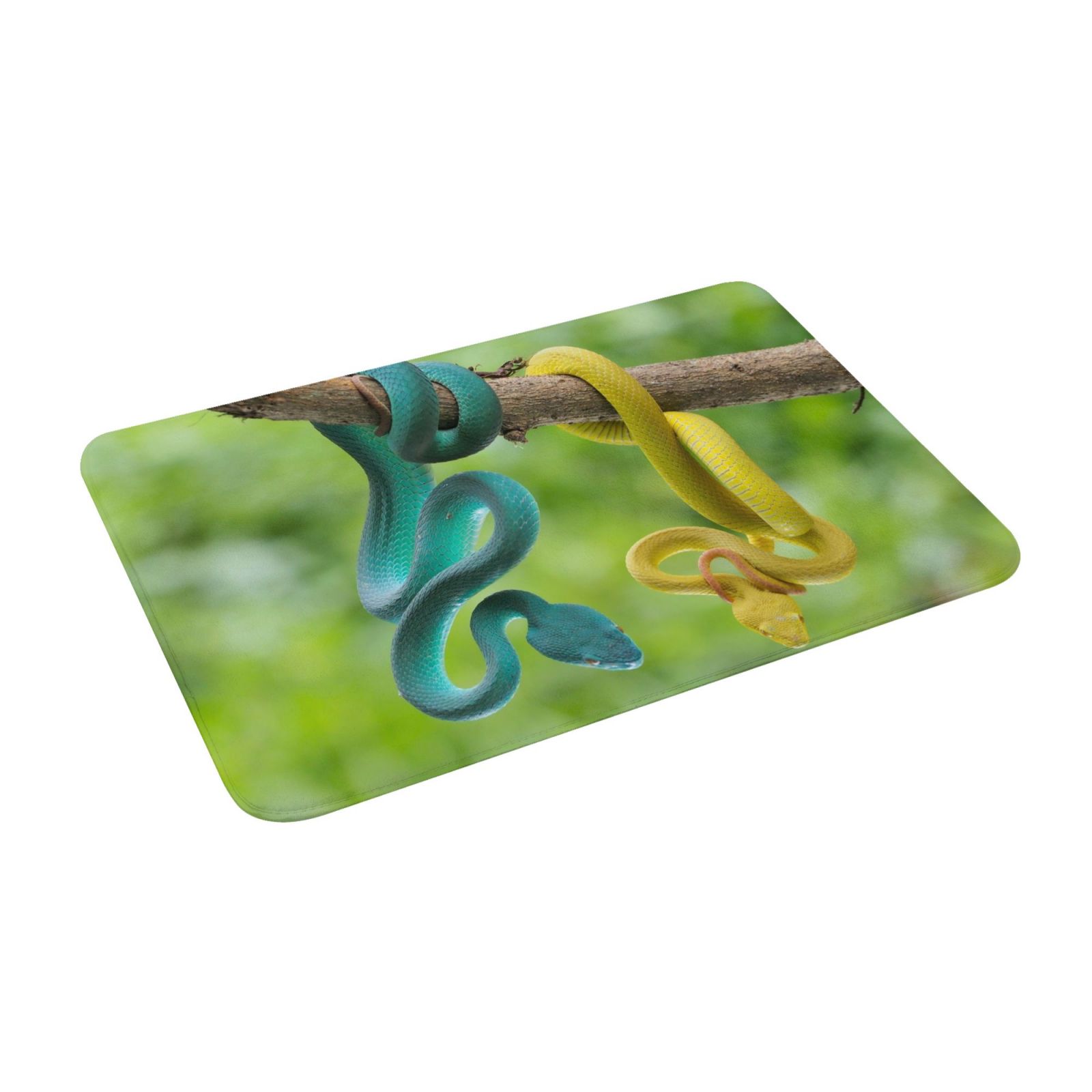 Haiem Blue Viper And Yellow Viper Snake Front Door Mat Indoor Outdoor