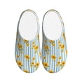 thumbnail image 1 of Haiem Blue White Striped Sunflower Print Women's Fuzzy Memory Foam House Slipper Cozy Home Footwear Non-slip Winter Slippers-46/47, 1 of 7