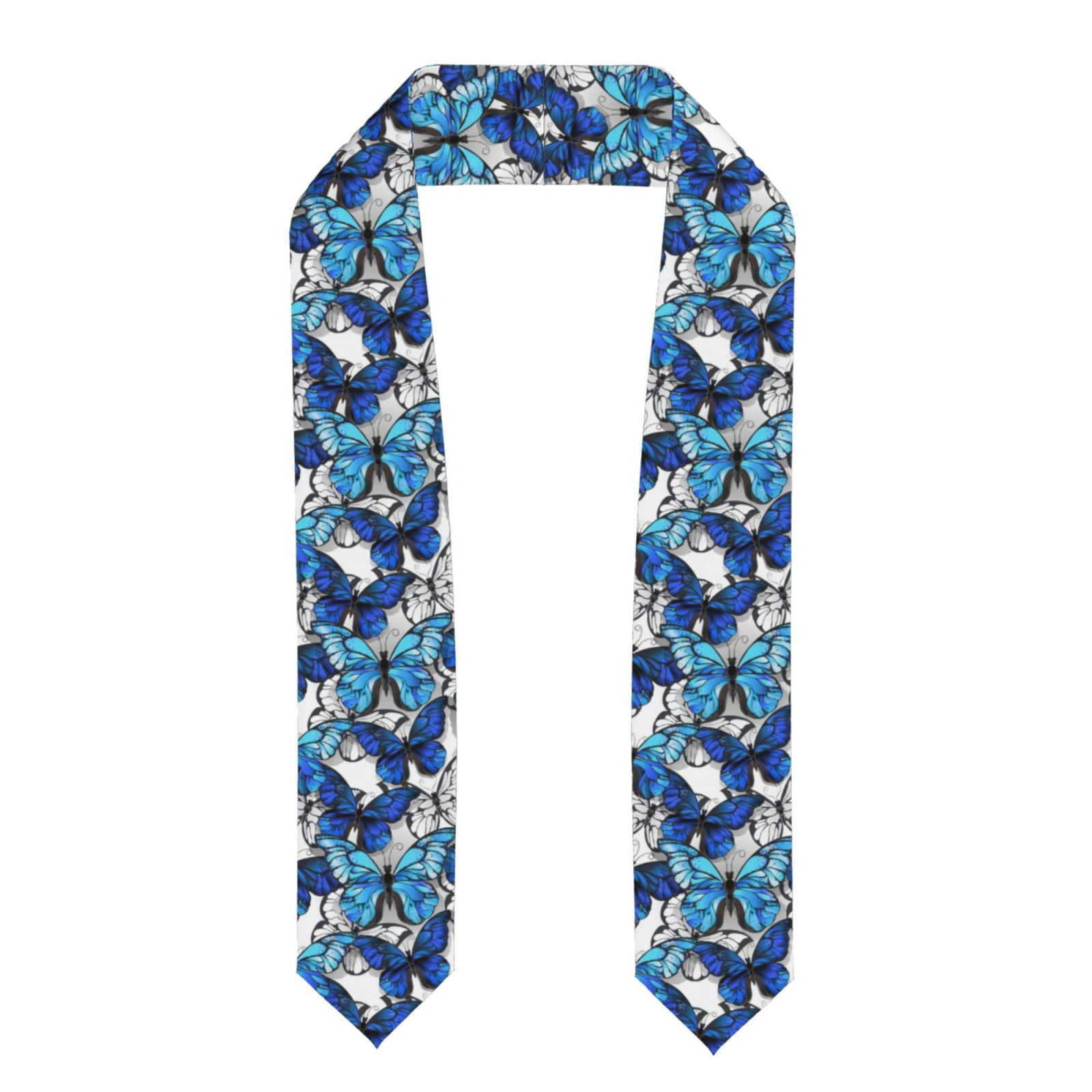 Haiem Blue and White Butterflies Pattern Graduation Stole 2024 ...