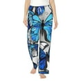 thumbnail image 1 of Haiem Blue and White Butterflies Women's Pajama Pants Ultra Lightweight Pjs Bottoms Sleepwear Bottom Pants With Pocket Drawstring-Small, 1 of 9