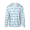 thumbnail image 1 of Haiem Blue and White Squares UPF 50+ Fishing Shirts for Men Long Sleeve UV Sun Protection Hoodie Non-Mask Outdoor Hiking Shirts, 1 of 9