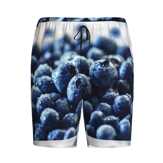 Haiem Blueberry Men's Pajama Short with Soft Woven Cotton Elastic Waistband Sleep Short-Small
