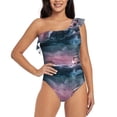 thumbnail image 1 of Haiem Boat Lighthouse Storm Waves Women's One Piece Swimsuits Tummy Control One Shoulder Bathing Suits Ruffle Swimwear-Medium, 1 of 8