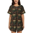 thumbnail image 1 of Haiem Boho Owl Pattern Pajama Set for Women 2 Piece Lounge Set Short Sleeve Tops and Shorts Soft Sleepwear-Large, 1 of 7
