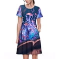 thumbnail image 1 of Haiem Book Glowing Mushrooms Pattern Women's Short-Sleeve Scoop Neck Swing Dress, 1 of 6