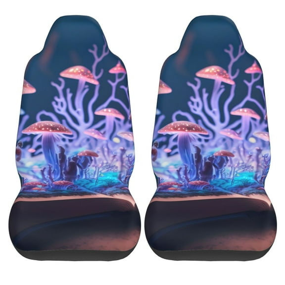Haiem Book Glowing Mushrooms Printed Car Seat Covers Set of 2, Universal Fit Car Seat Covers,Protective Seat Covers,Comfortable Car Seat Covers, Easy Installation Seat Covers