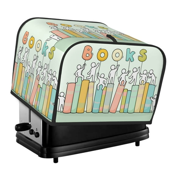Haiem Books Print Toaster Covers 4 Slice Wide Slot,Bread Dust Cover & Fingerprint Protection,Bread Machine Cover,Appliance Covers