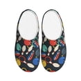 thumbnail image 1 of Haiem Bowling Ball Print Women's Fuzzy Memory Foam House Slipper Cozy Home Footwear Non-slip Winter Slippers-44/45, 1 of 7