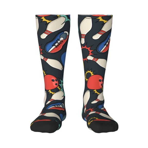 Haiem Bowling Ball Socks, Funny Novelty Crazy Design Cotton Socks Sports Socks Knee High Socks For Men, Women,1Pairs - Gift For Working Friends