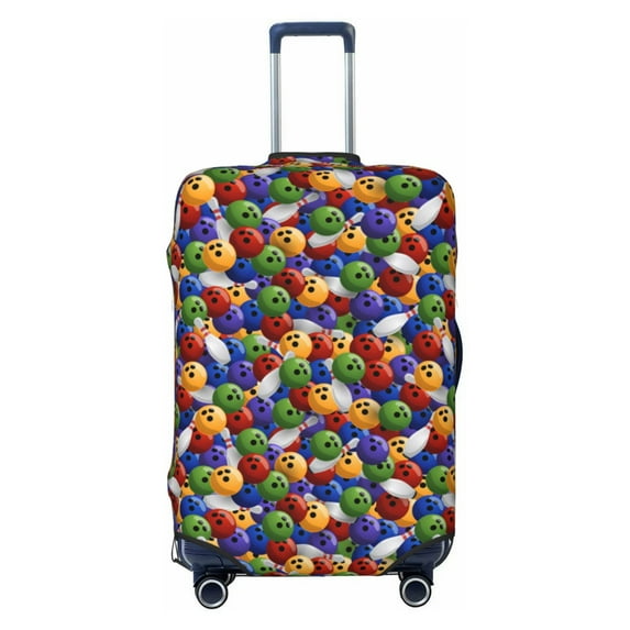 Haiem Bowling Colorful Luggage Cover Printed Suitcase Covers for Luggage Elastic Washable Suitcase Protector Fits 18-32 Inch Luggage-Large