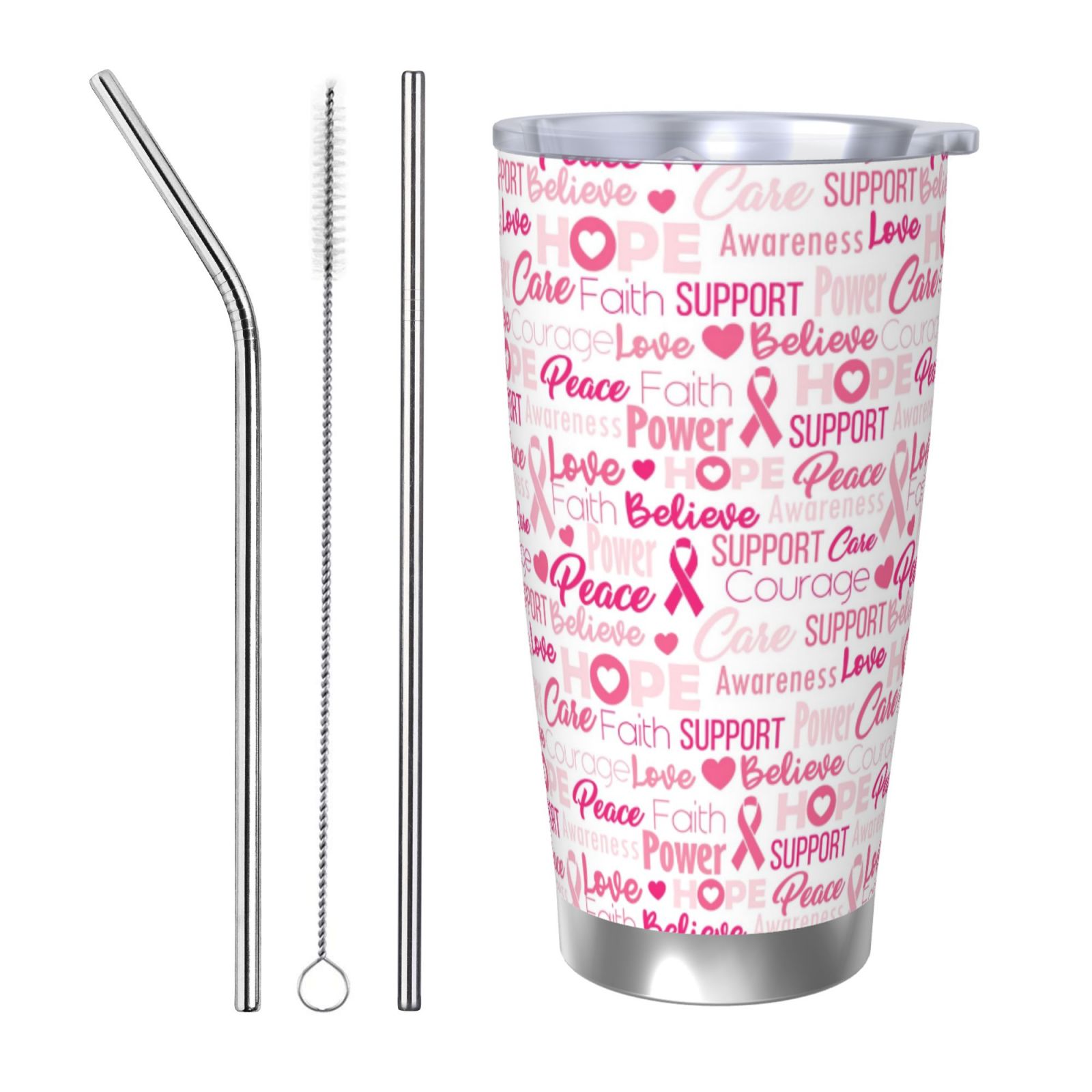 Haiem Breast Cancer Ribbons Awareness Printed 20oz Straight Skinny Car ...