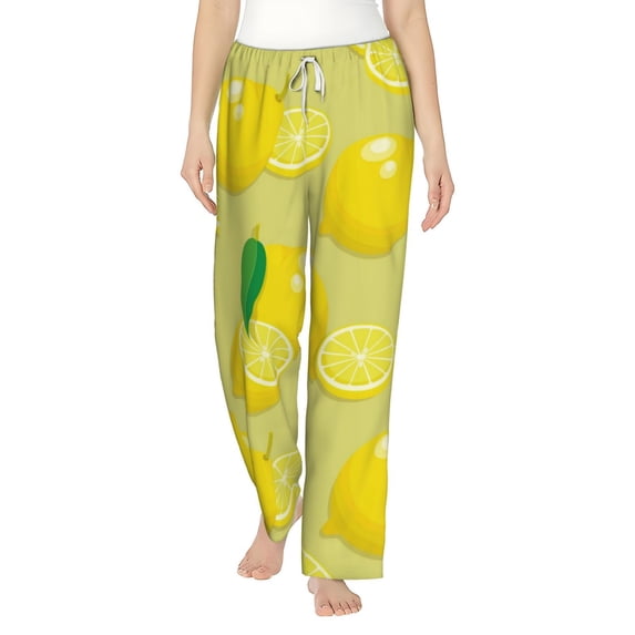 Haiem Bright Lemons Women's Pajama Pants Ultra Lightweight Pjs Bottoms Sleepwear Bottom Pants With Pocket Drawstring-Small