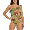 thumbnail image 1 of Haiem Bright Mushrooms Women's One Piece Swimsuits Tummy Control One Shoulder Bathing Suits Ruffle Swimwear-X-Large, 1 of 8