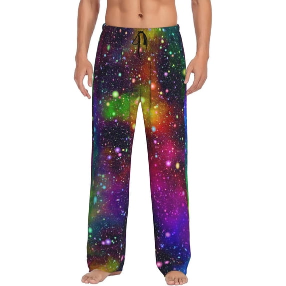 Haiem Bright Universe Men's Pajama Pants Ultra Lightweight Pjs Bottoms Sleepwear Bottom Pants with Pocket Drawstring-Small