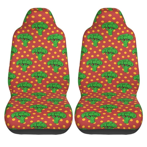 Haiem Broccoli Printed Car Seat Covers Set of 2, Universal Fit Car Seat Covers,Protective Seat Covers,Comfortable Car Seat Covers, Easy Installation Seat Covers, Vehicle Seat Covers