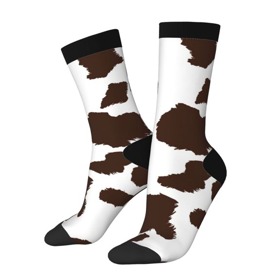 Haiem Brown Cow Pattern Crew Socks – Soft & Durable Moisture-wicking Socks, Stay-Up Fit for Business, Work, and Casual Wear Size 5-11