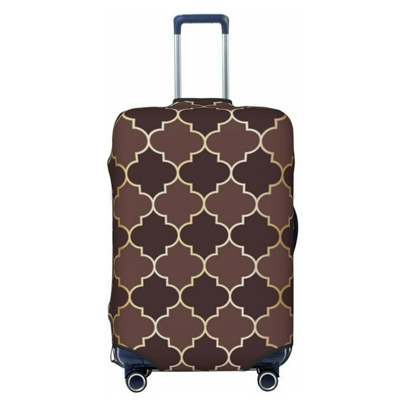 Haiem Brown Gold Grid Luggage Cover,Durable, Washable Suitcase Protector With Anti-Scratch Technology - Keep Your Luggage Looking New Large