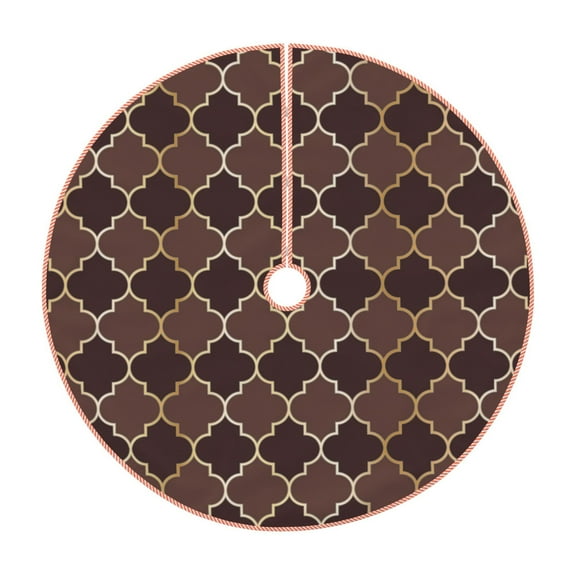 Haiem Brown Gold Grid Pattern Christmas Tree Skirt Merry Christmas Party Christmas Tree Decoration,New Year Decorations-30"