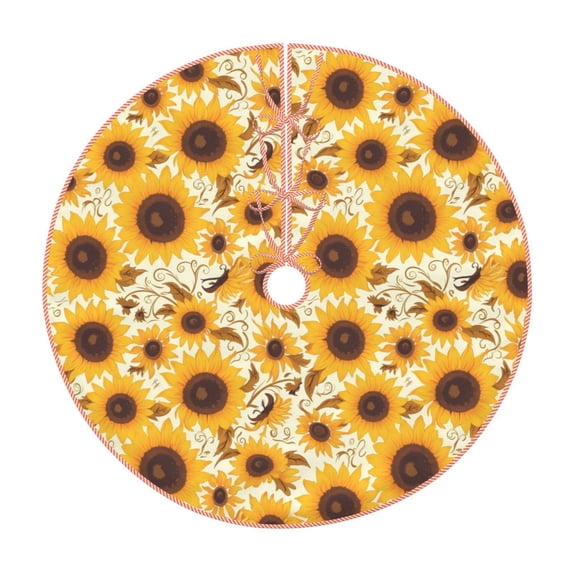 Haiem Brown Leaf Pattern Sunflower Pattern Christmas Tree Skirt Merry Christmas Party Christmas Tree Decoration,New Year Decorations-36"