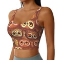 thumbnail image 1 of Haiem Brown Owl Pattern Womens Sports Bra - U Neck Padded Low Impact Yoga Bra Workout Crop Top Gym Moisture-Wicking Workout Vest -, 1 of 1