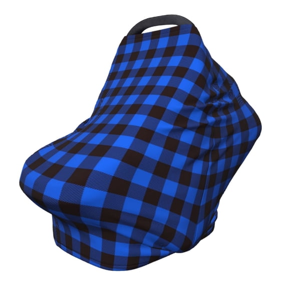 Haiem Buffalo Plaid Blue Black Baby Nursing Cover & Nursing Poncho - Multi Use Cover for Baby Car Seat Canopy, Stroller Cover, 360°Full Privacy Breastfeeding Coverage